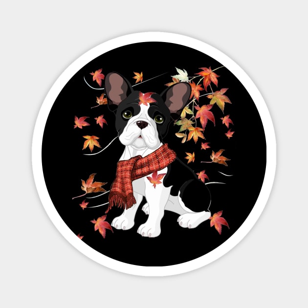 Maple Dog Leaf Fall Hello Autumn Funny French Bulldog Lover Magnet by MarrinerAlex